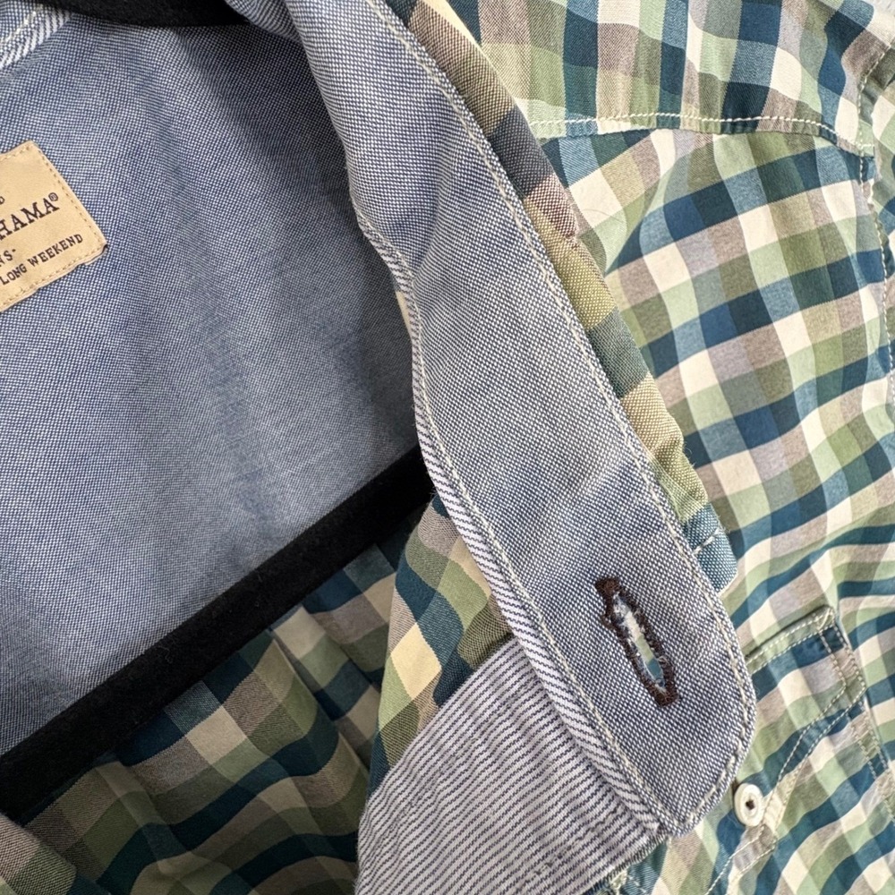 Tommy Bahama Jeans Plaid Long Sleeve Button Up Shirt Men Large Casual Green Blue - Picture 5 of 16
